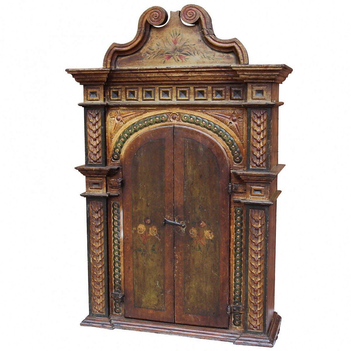 Ancien Buffet meuble murale en bois laqué et peint - du 18ème siècle 