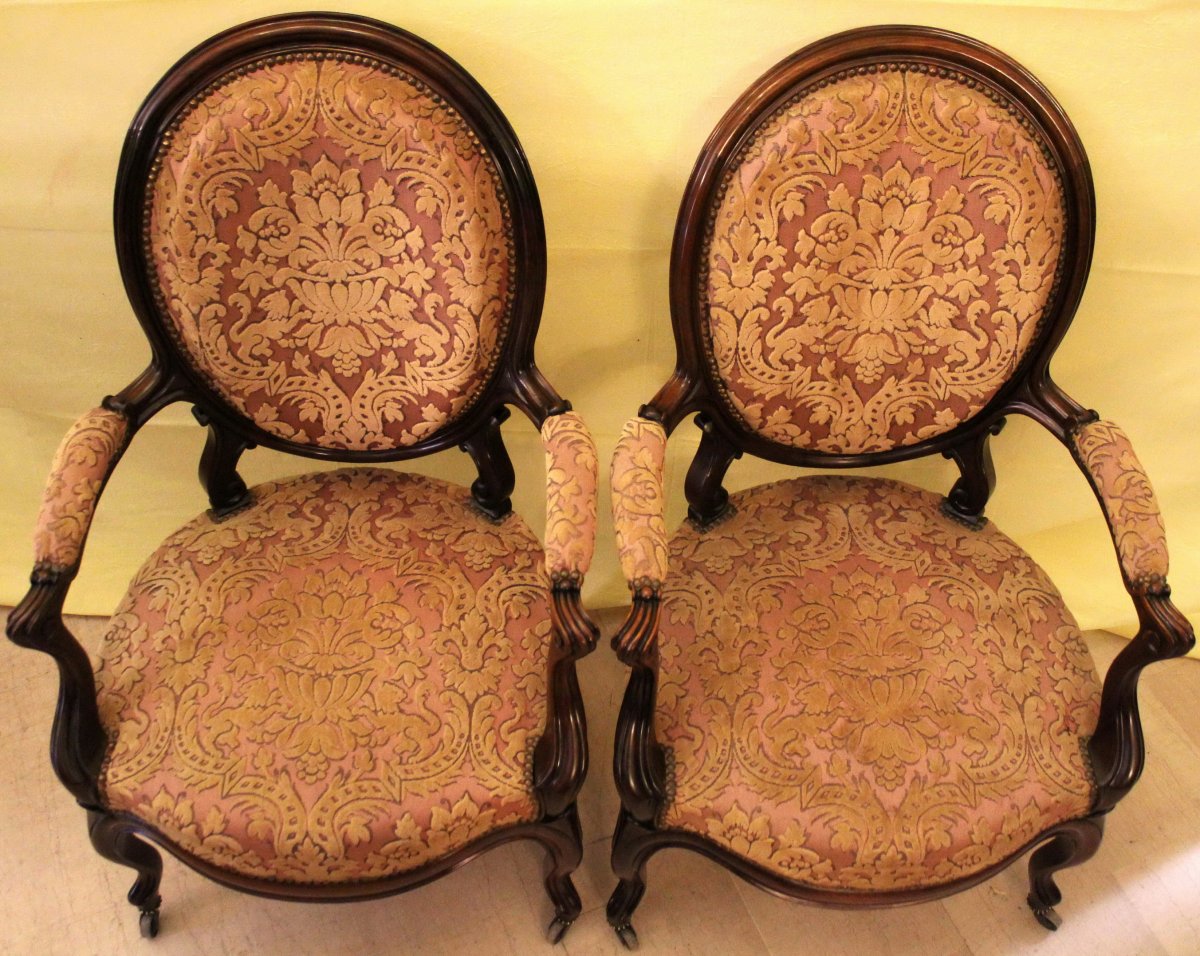 Antique Pair Of Louis Philippe Armchairs In Rosewood - 19th Century-photo-3