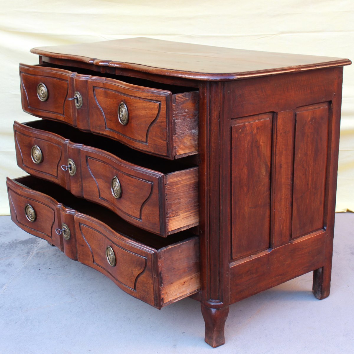 Antique Louis XV Dresser Commode Chest Of Drawers In Walnut - 18th Century-photo-4