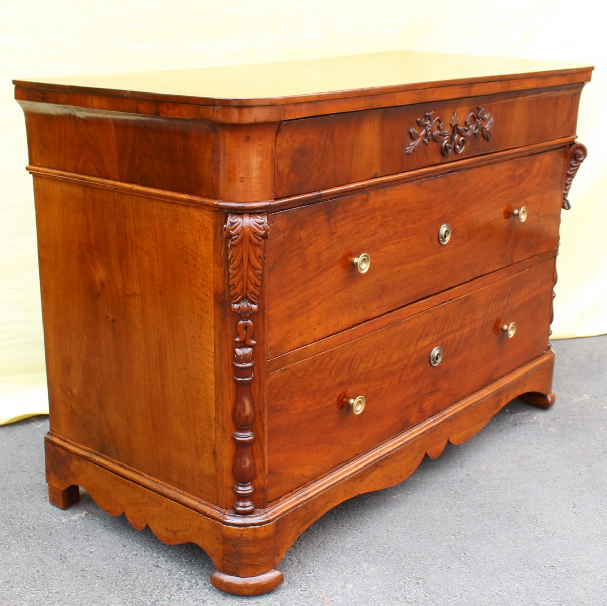 Ancien Commode d'époque Louis Philippe en noyer - Italie 19ème siècle-photo-2