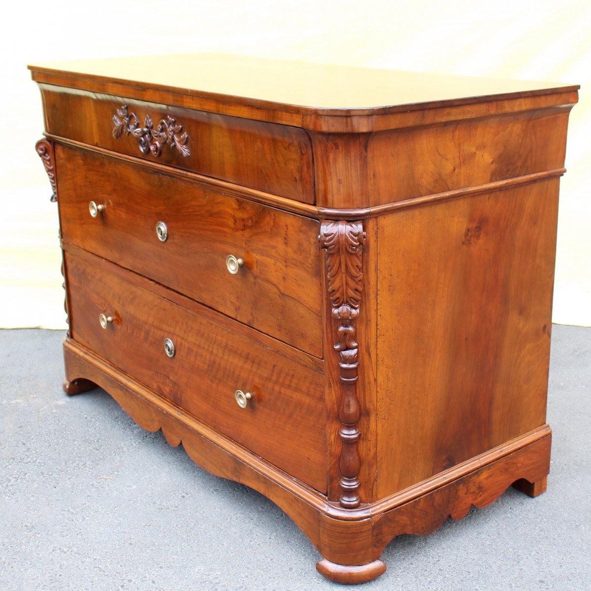 Ancien Commode d'époque Louis Philippe en noyer - Italie 19ème siècle-photo-3