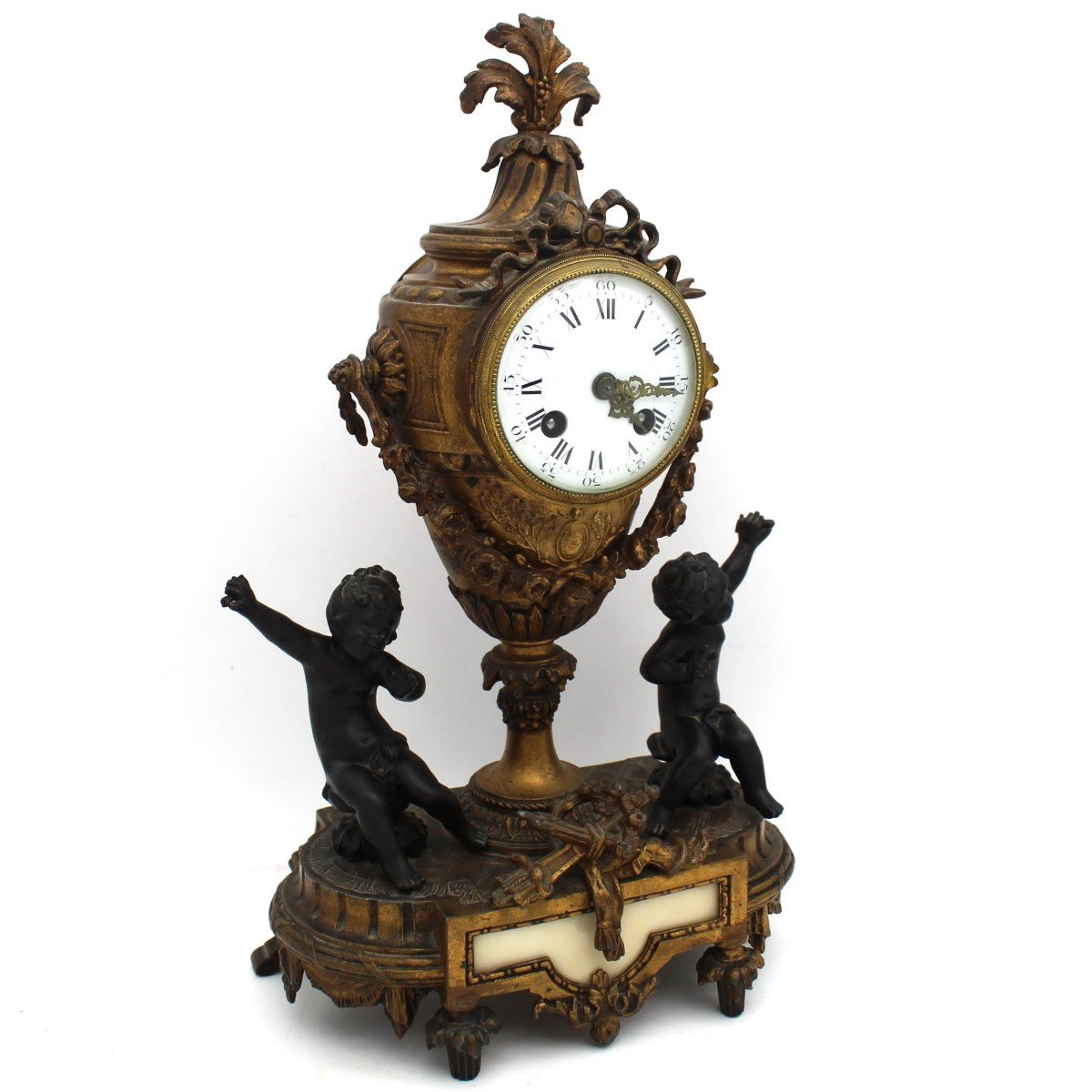 Ancien Horloge Pendule Napoleon III en bronze doré - début 20ème siècle-photo-2