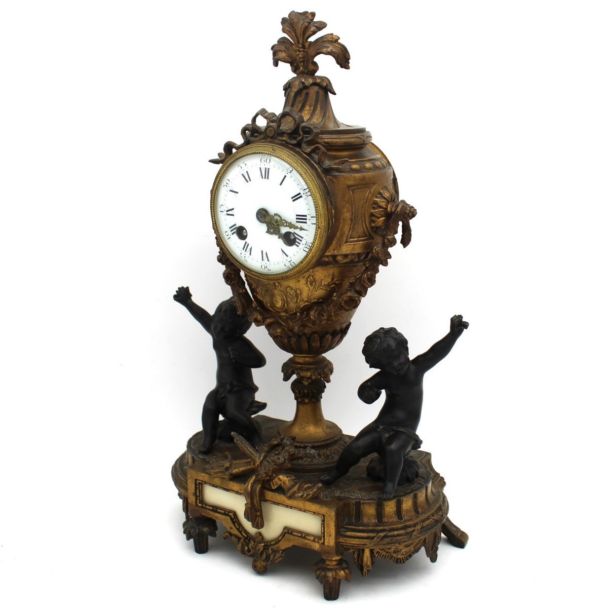 Ancien Horloge Pendule Napoleon III en bronze doré - début 20ème siècle-photo-3