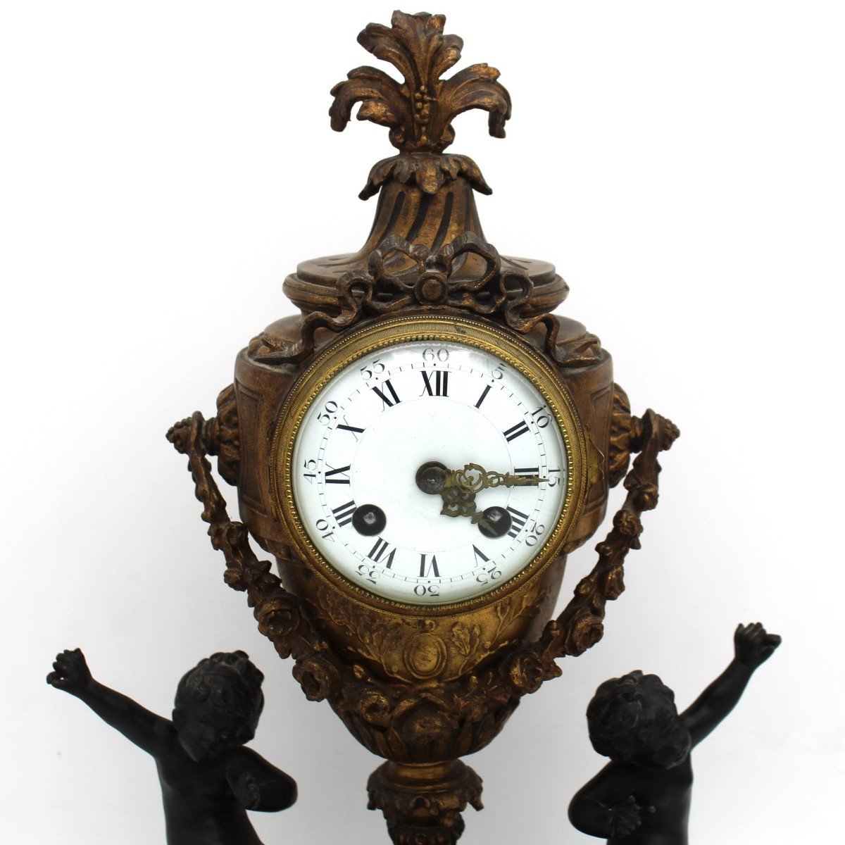 Ancien Horloge Pendule Napoleon III en bronze doré - début 20ème siècle-photo-4