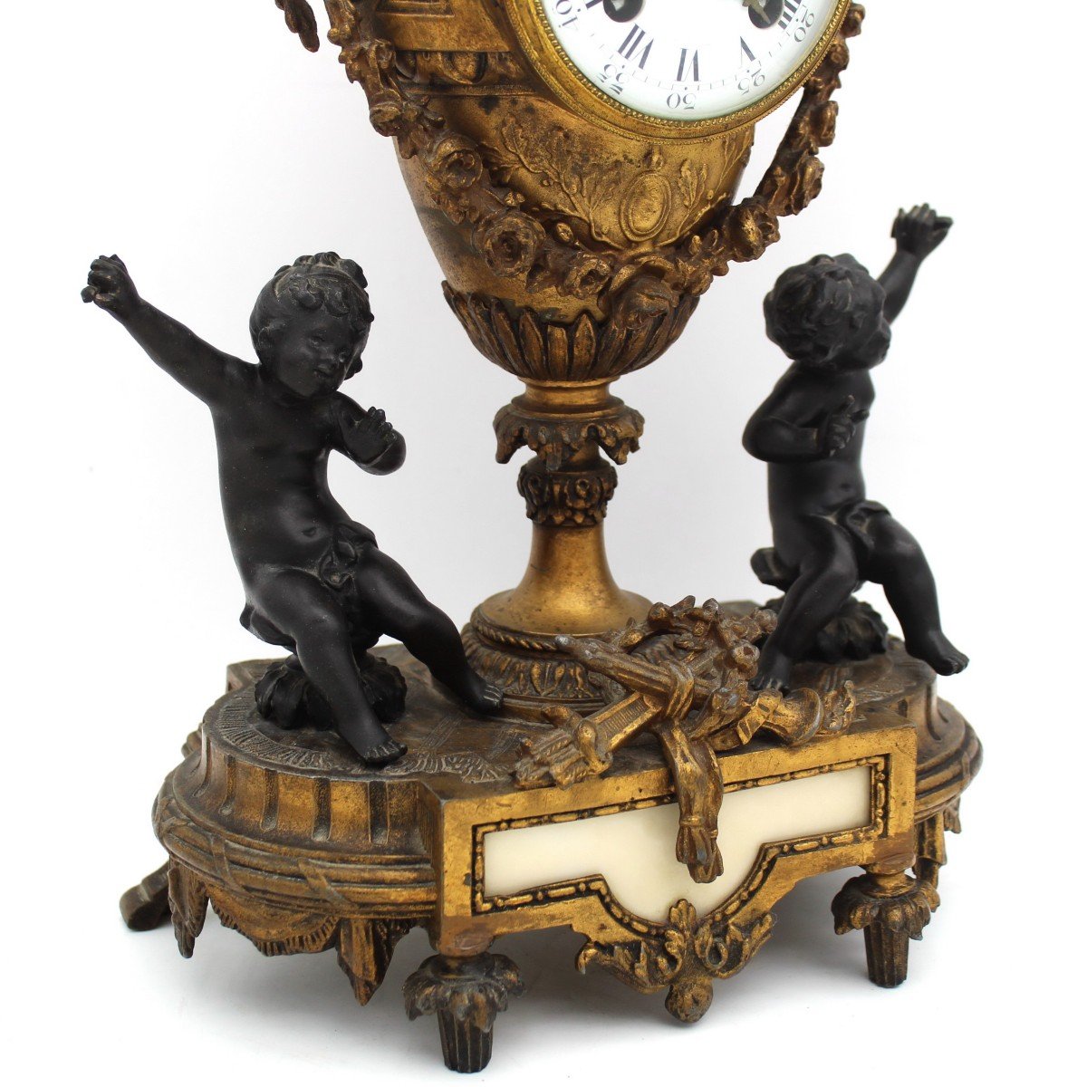Ancien Horloge Pendule Napoleon III en bronze doré - début 20ème siècle-photo-3
