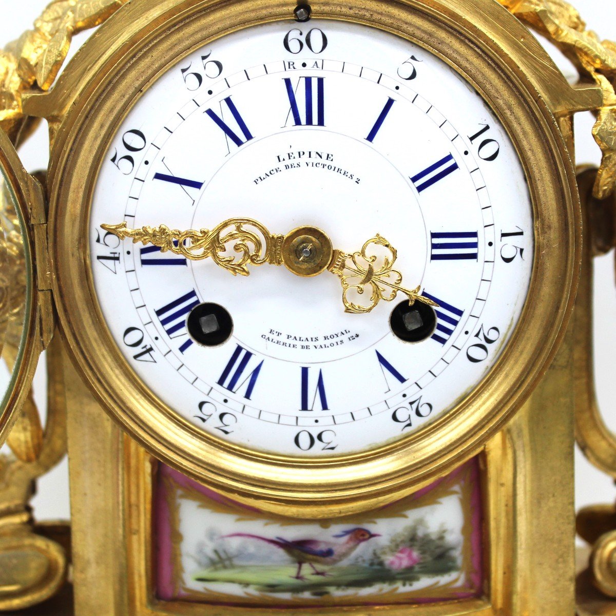 Antique Napoleon III Pendulum Mantel Clock Ormolu With Candlesticks In Bronze Porcelain 19th-photo-2