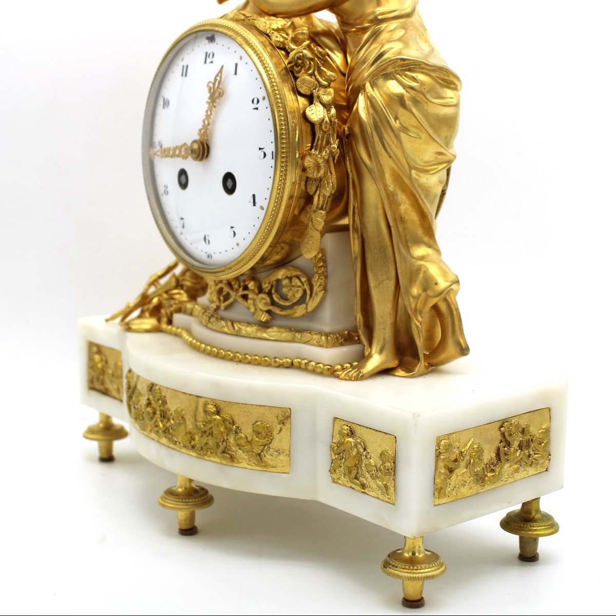 Antique Napoleone III Pendulum Mantel Clock Ormolu In Bronze And Marble - 19th-photo-5