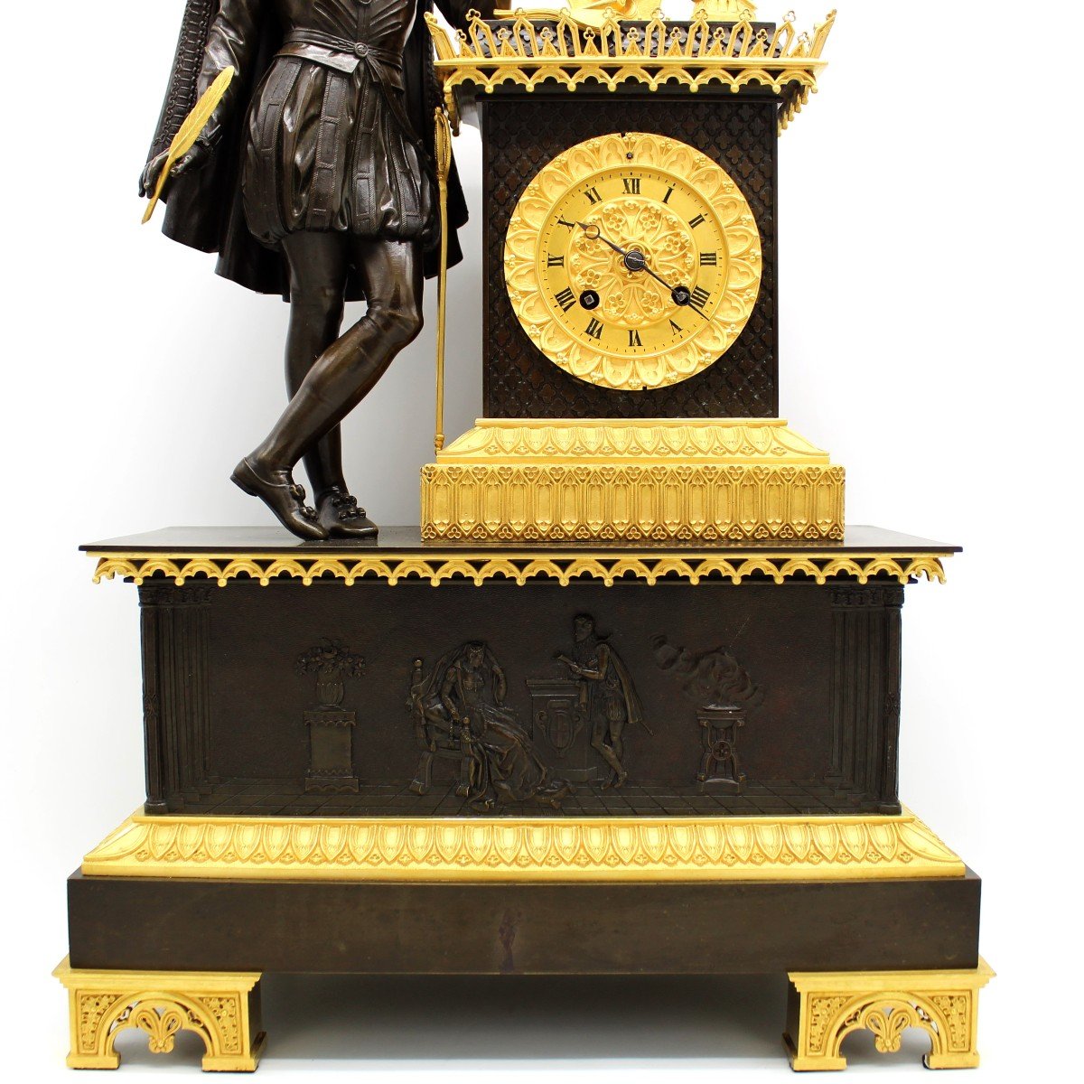 Antique Empire Gothic Pendulum Mantel Clock Ormolu In Bronze (h.61) - 19th-photo-1