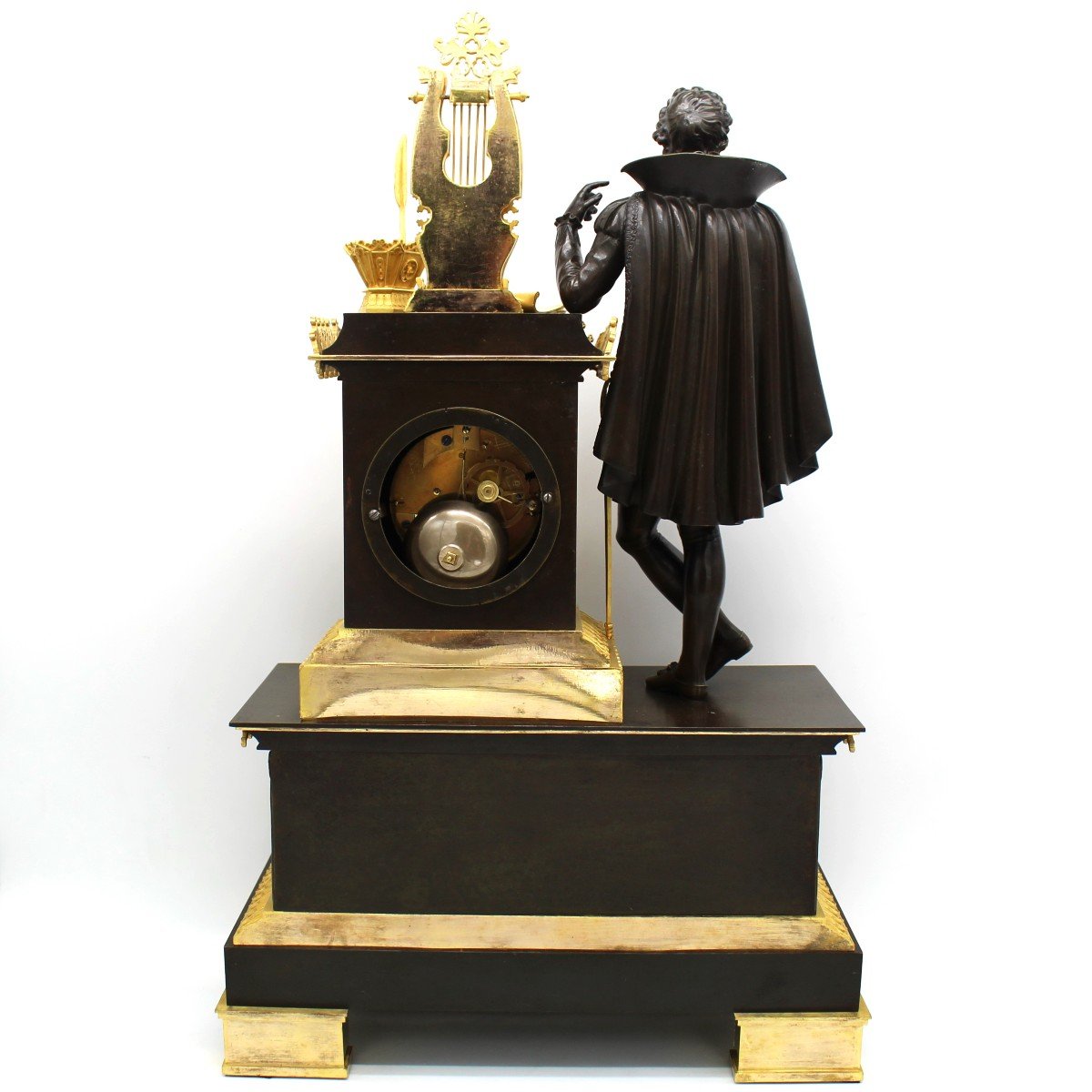 Antique Empire Gothic Pendulum Mantel Clock Ormolu In Bronze (h.61) - 19th-photo-8