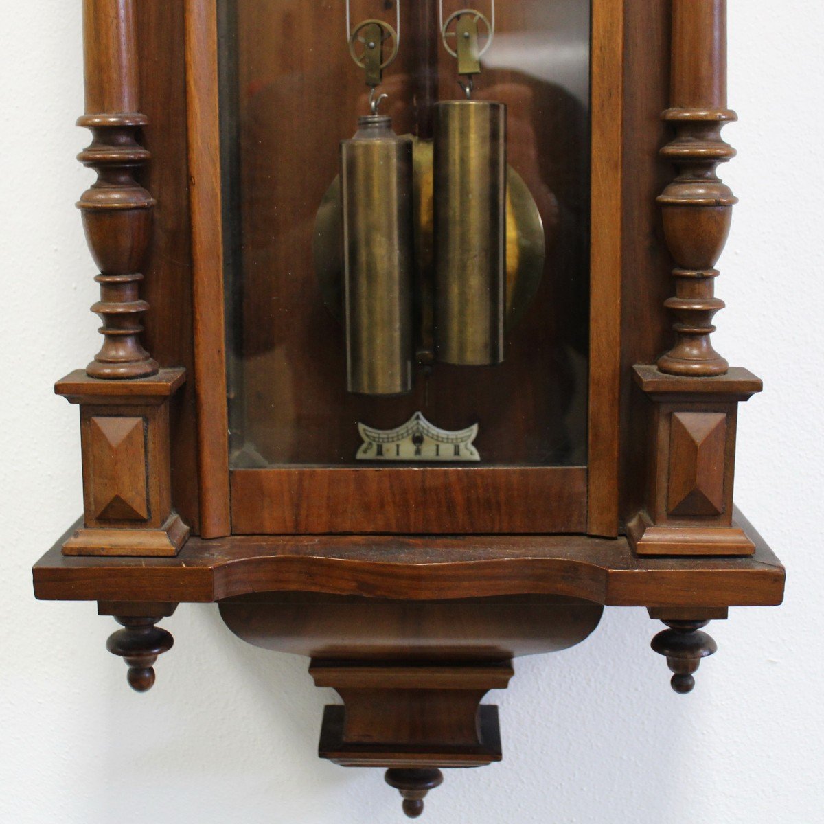 Antique Wall Pendulum Clock In Walnut - 19th-photo-2