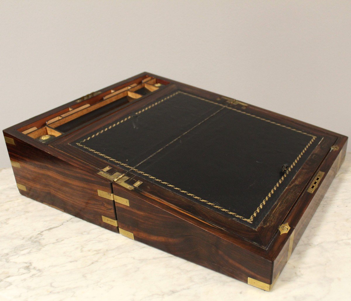 Antique Travel Writing Box In Rosewood - England 19th-photo-3