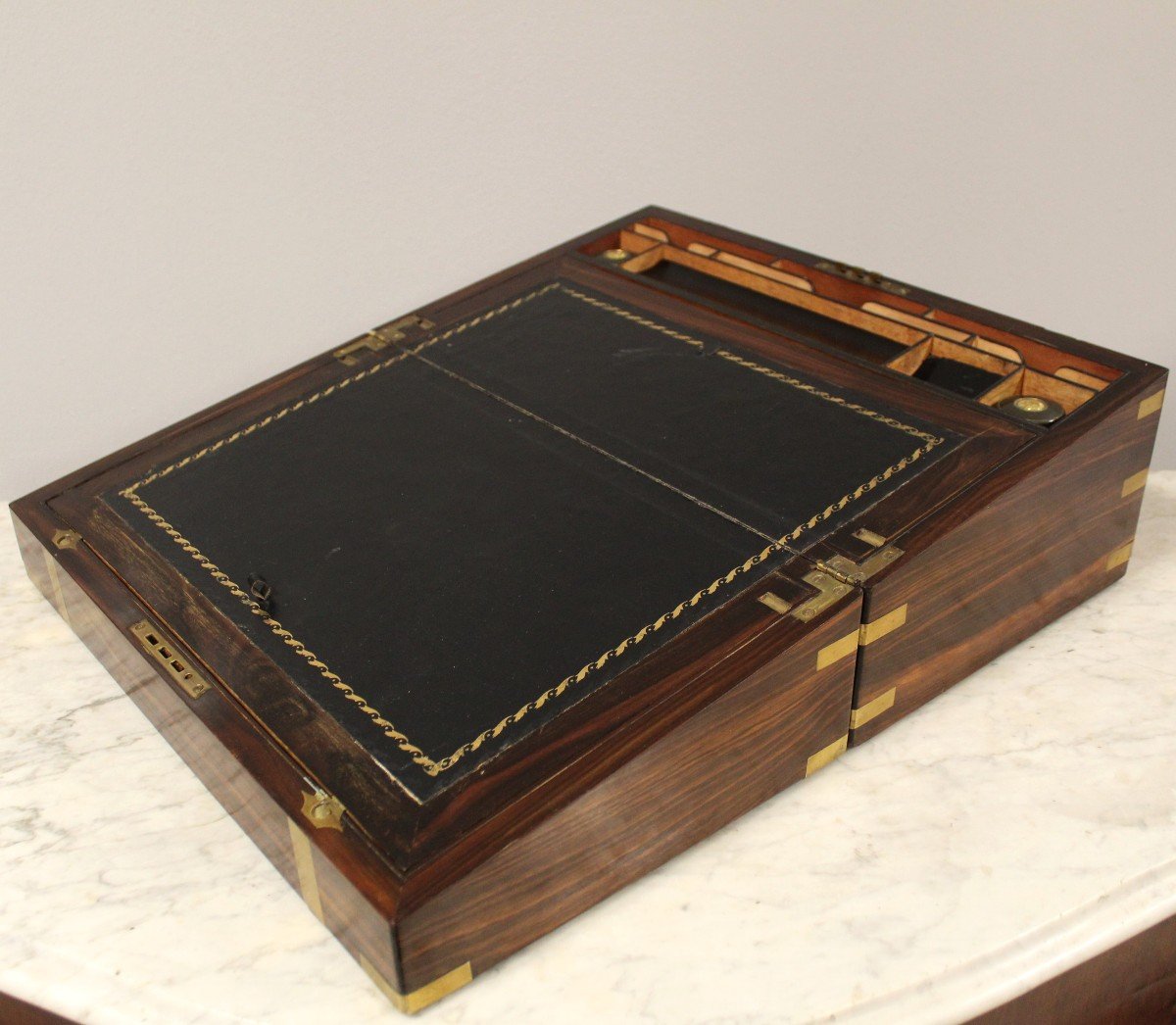 Antique Travel Writing Box In Rosewood - England 19th-photo-4
