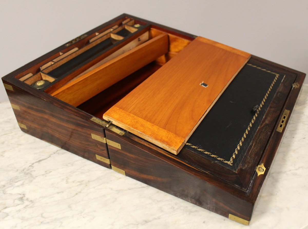 Antique Travel Writing Box In Rosewood - England 19th-photo-2