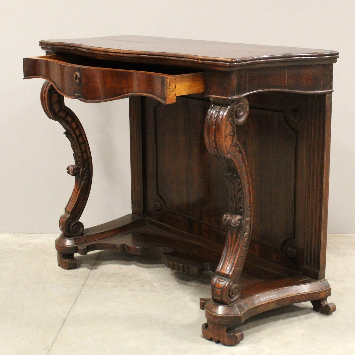 Antique Charles X Console In Walnut - Italy 19th-photo-4