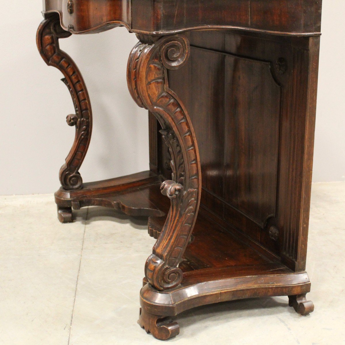 Ancien Console d'époque Charles X en noyer - Italie du 19ème-photo-4