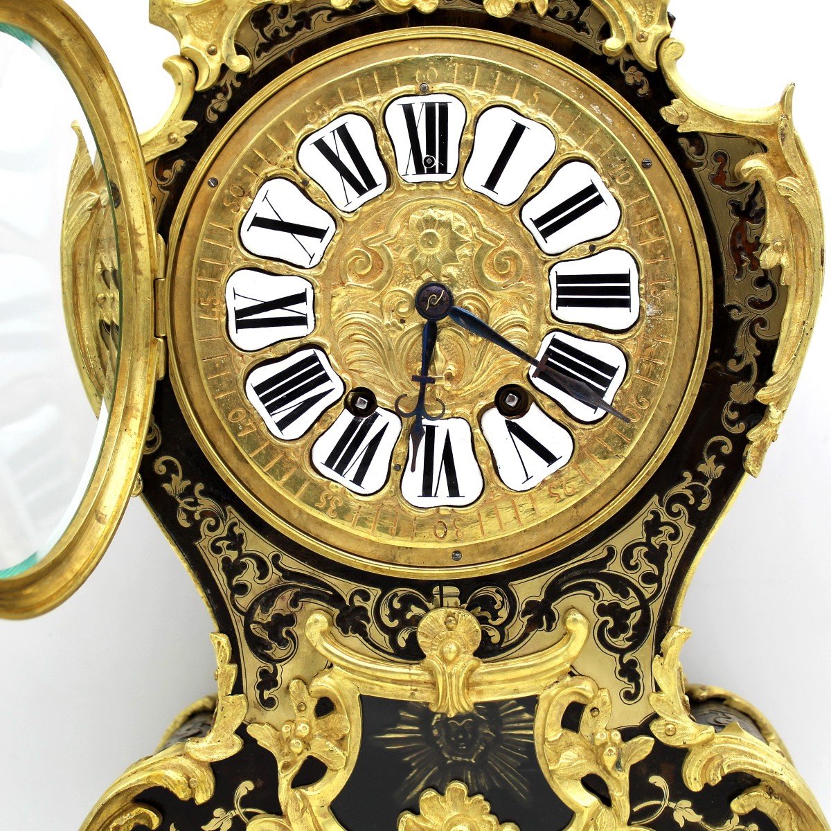 Antique Pendulum Clock Cartel In Boulle Marquetry (h.50) - 19th-photo-4