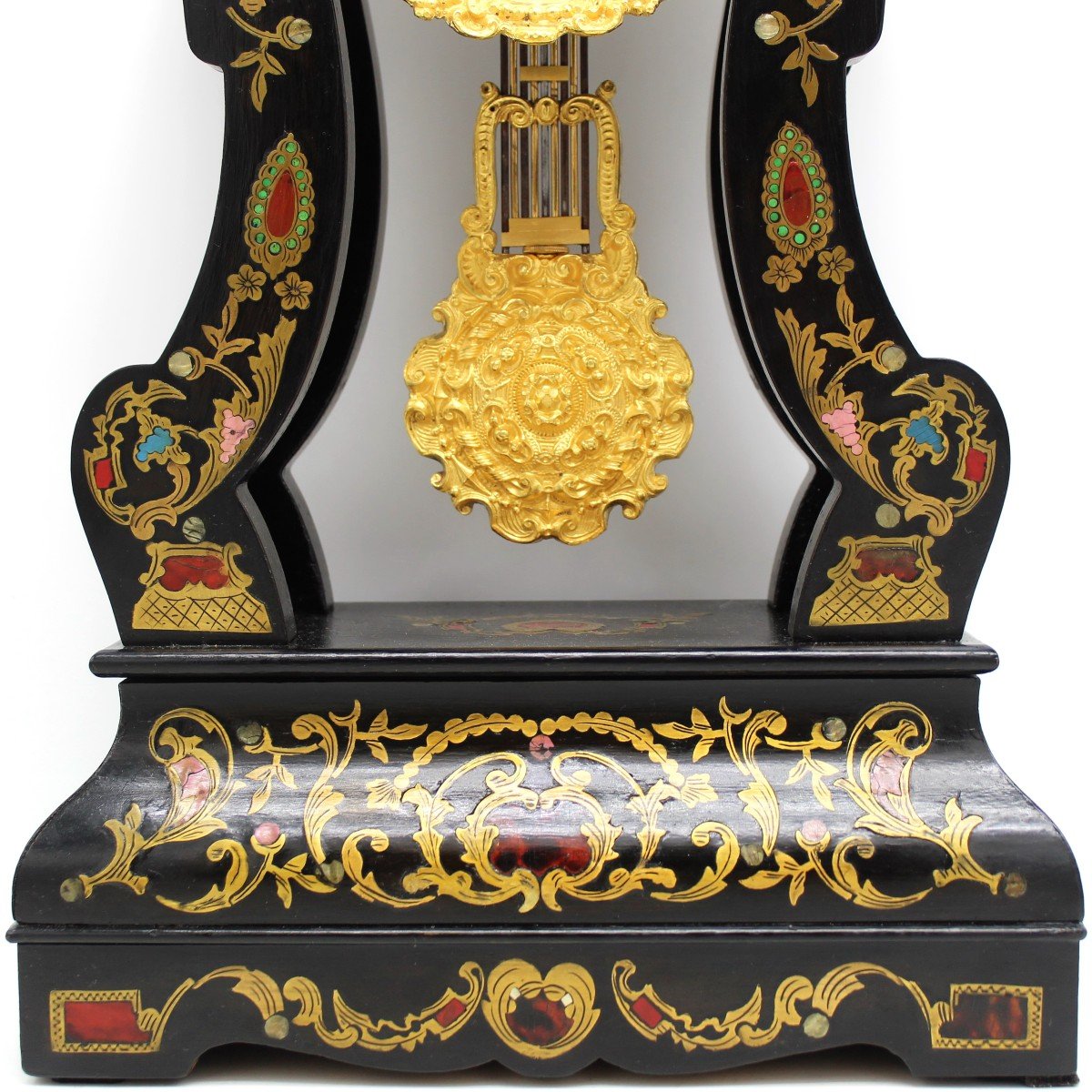 Ancien Horloge Pendule d'époque Napoleon III en marqueterie (H.50) - 19ème-photo-1
