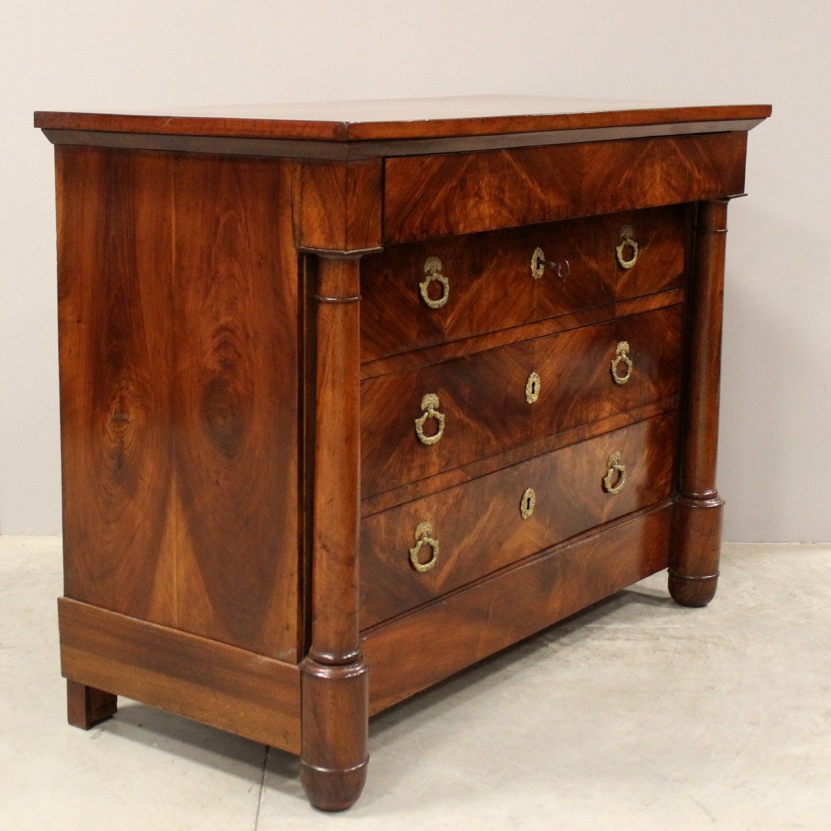 Antique Empire Chest Of Drawers In Walnut - 19th-photo-2