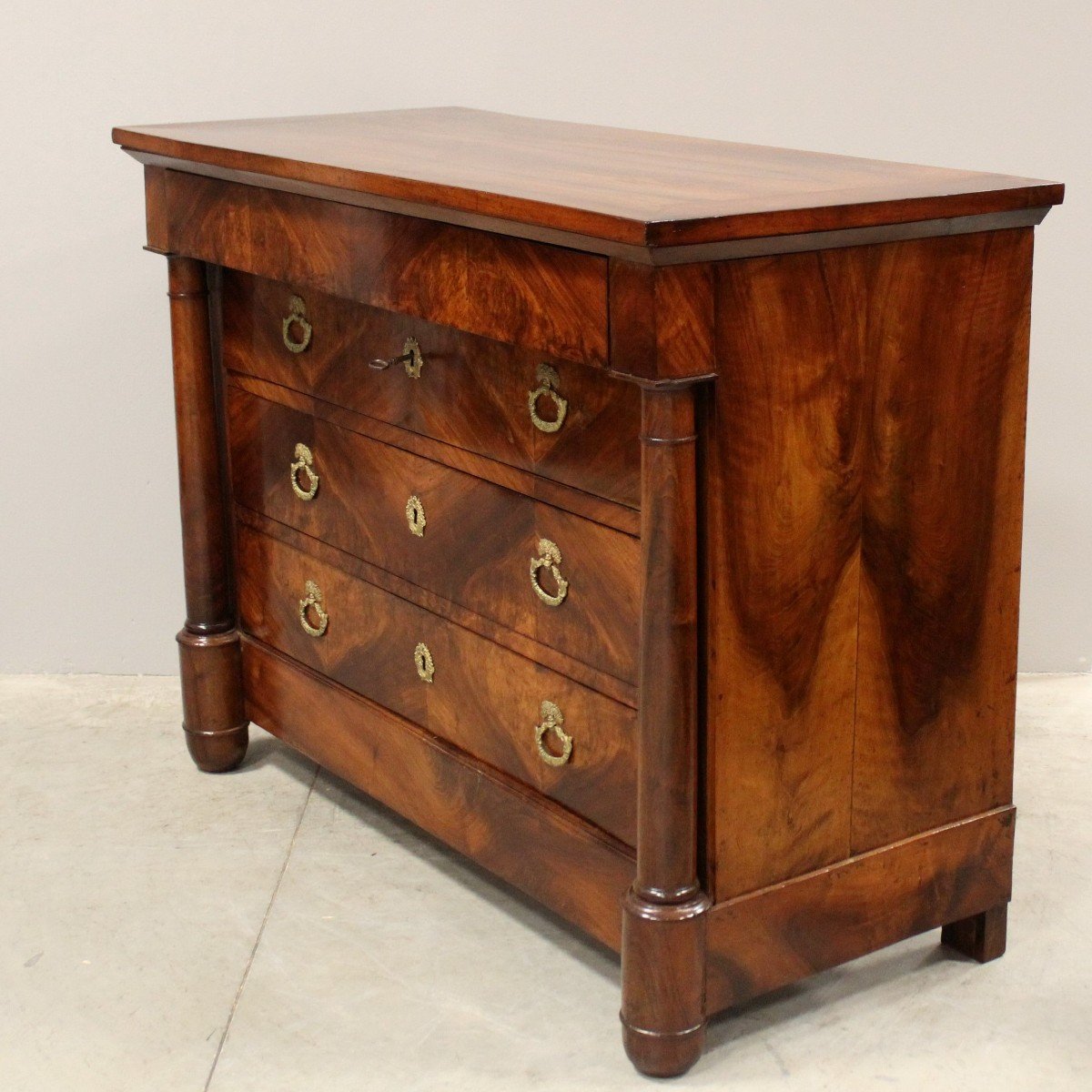 Antique Empire Chest Of Drawers In Walnut - 19th-photo-3