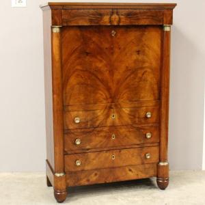 Antique Empire Secretaire Chest Of Drawers In Walnut - 19th