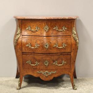 Antique Napoleon III Chest Of Drawers In Marquetry - 19th