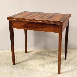Antique Game Table In Walnut And Marquetry - 19th