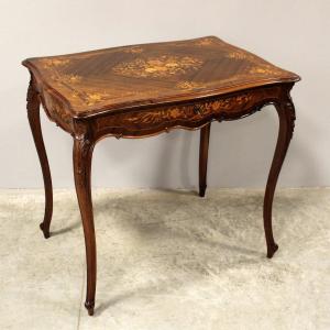 Antique Napoleon III Table Writing Desk In Marquetry - 19th