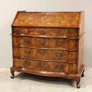 Ancien Bureau de Pente à rabat d'époque Louis XV en noyer - Italie 18ème