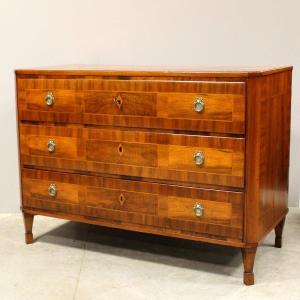 Antique Directoire Chest Of Drawers In Walnut And Marquetry - Italy 18th