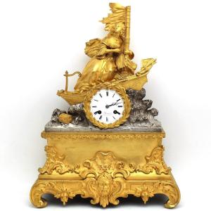 Ancien Horloge Pendule d'époque Louis Philippe en bronze doré - 19ème 