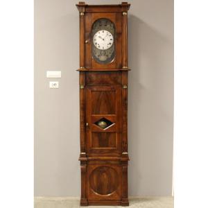 Ancien Horloge Pendule de parquet d'époque Empire en noyer - 19ème