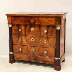 Antique Empire Dresser Chest Of Drawers In Walnut - 19th