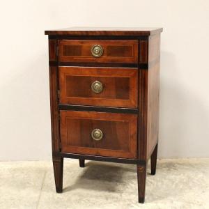 Antique Louis XVI Bedside Nightstand Table In Walnut And Marquetry - Italy 18th