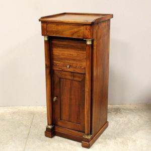 Antique Empire Bedside Nightstand Table In Walnut - 19th