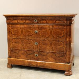 Antique Louis Philippe Chest Of Drawers In Walnut - 19th