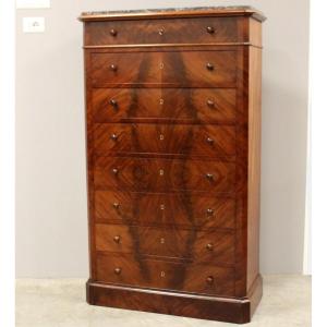 Ancien semainier chiffonnière commode en acajou - 19ème