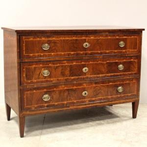 Antique Louis XVI Chest Of Drawers In Walnut And Marquetry - Italy 18th
