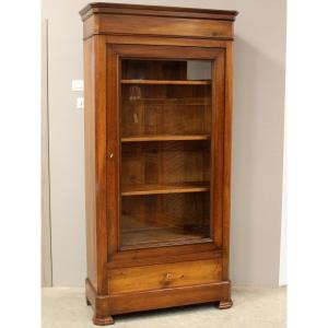 Antique Louis Philippe Cabinet Showcase Bookcase In Walnut - 19th