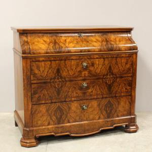 Ancien Commode Bureau de pente d'époque Louis Philippe en noyer - 19ème