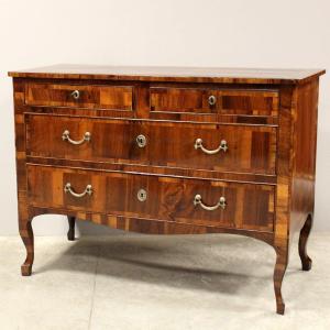 Antique Louis XV Chest Of Drawers In Walnut And Marquetry - Italy 18th