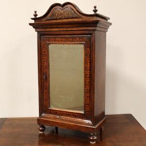 Antique Miniature Of Directoire Cabinet In Walnut And Marquetry - Italy 19th