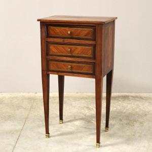 Antique Napoleon III Bedside Table Cabinet In Marquetry - 19th