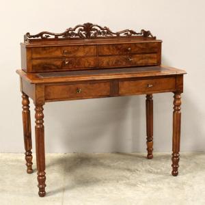 Antique Louis Philippe Table Writing Desk In Walnut - 19th