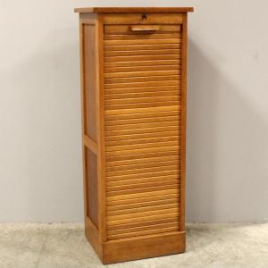 Antique Binder Rolling Curtain Filing Cabinet In Oak