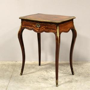Antique Napoleon III Small Table In Marquetry - 19th