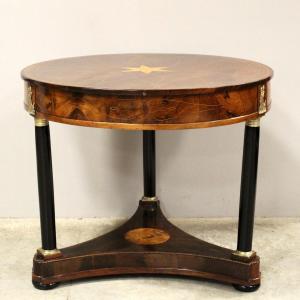 Antique Empire Table In Walnut And Marquetry - Italy 19th