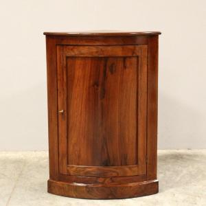 Antique Louis Philippe Corner Cabinet Nightstand Bedside Table In Walnut - Italy, 19th