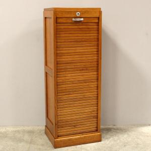 Antique Binder Rolling Curtain Filing Cabinet In Oak