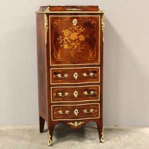 Antique Napoleon III Secretaire In Marquetry - 19th