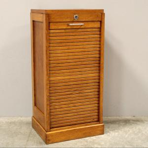 Antique Binder Rolling Curtain Filing Cabinet In Oak